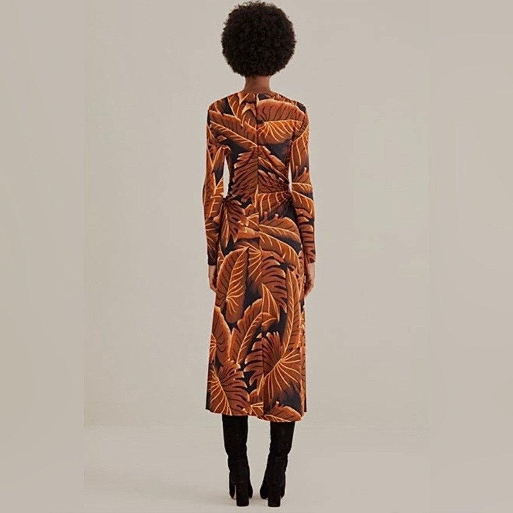FARM Rio Orange and Black Leaf Print Dress - Picture 2 of 3